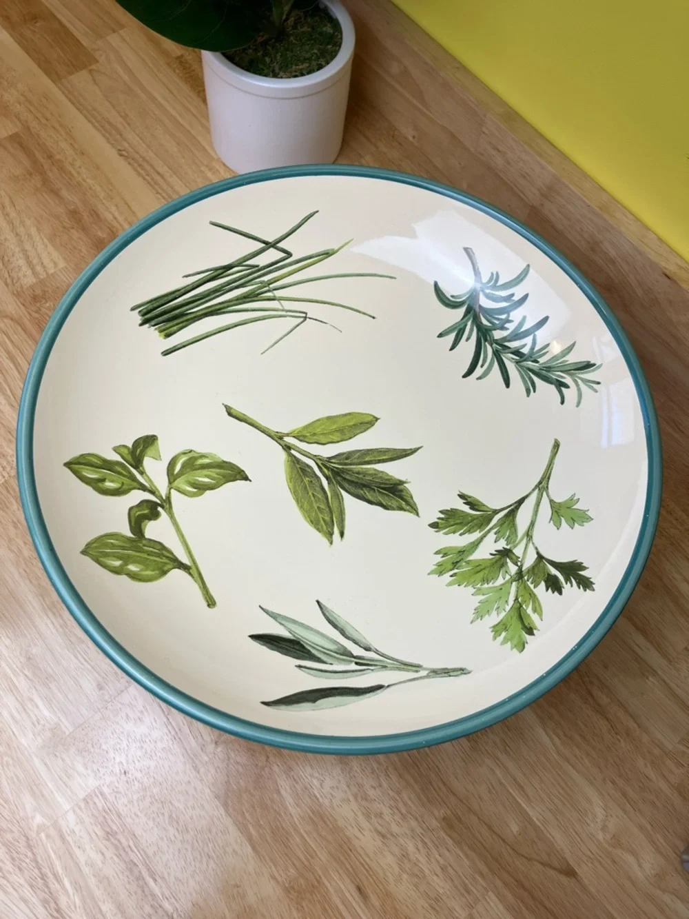 Villeroy & Boch Pedestal Bowl Fresh Herbs Ceramic Footed Platter